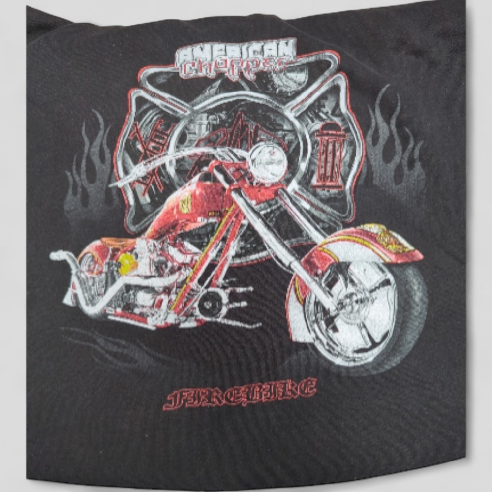 Vtg American Choppers Fire Bike‎ Hoodie Made Russia Mens XL Y2K Motorcycle RARE - Picture 6 of 12